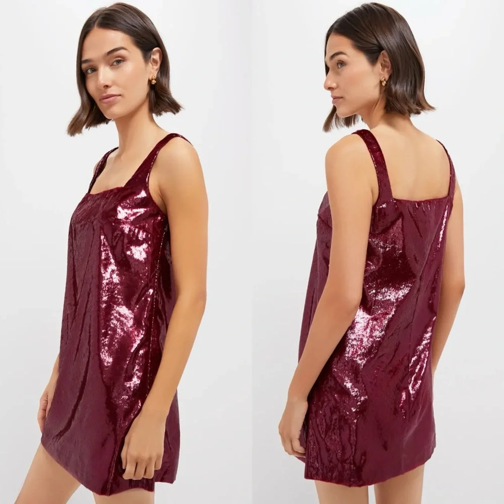 TUCKERNUCK HYACINTH HOUSE GAVIN GARNET SHIMMER SWING MINI DRESS - Picture 3 of 14
